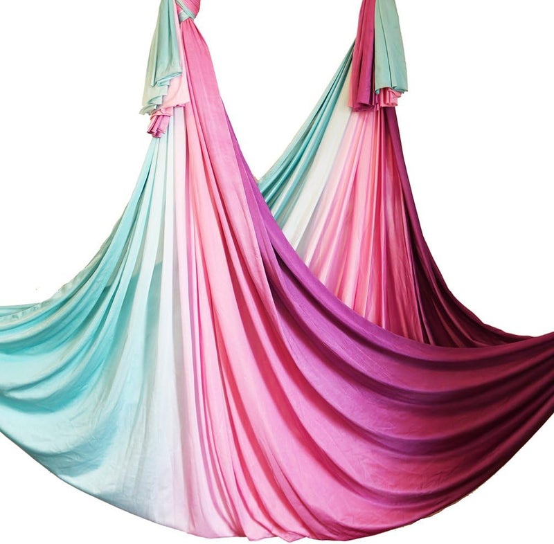 wellsem Aerial Yoga Hammock Aerial Pilates Silk Yoga Swing Set Inversion Equipment include daisy Chain, Pose Guide 5.5 yards - Image 2